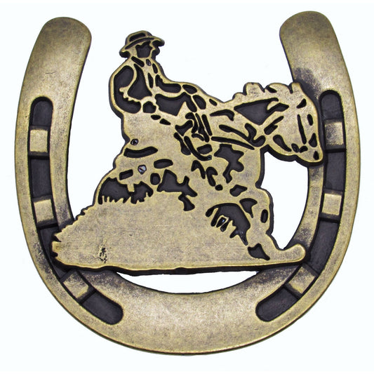 Riding Cowboy Horseshoe Knob, Brass Oxide alt 0
