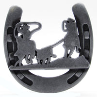 Cowboys Roping Calf Horseshoe Knob, Pewter Oxide alt 0
