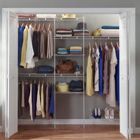 Closet Organizer Kit with Shoe Shelf 5' - 8' W Fixed Mount, White alt 0