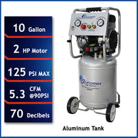 2HP 10 Gallon Oil-Free Aluminum Tank Air Compressor