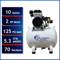 2HP 10 Gallon Oil-Free Steel Tank Air Compressor alt 0
