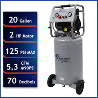2HP 20 Gallon Oil-Free Steel Tank Air Compressor
