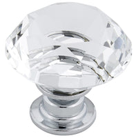 Contemporary Knob, 1-3/16" D, Chrome, Clear alt 0