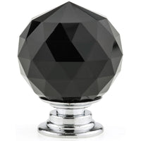 Contemporary Knob, 1-3/16" D, Chrome, Black alt 0