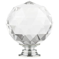 Contemporary Knob, 1-9/16" D, Crystal, Clear, Chrome alt 0
