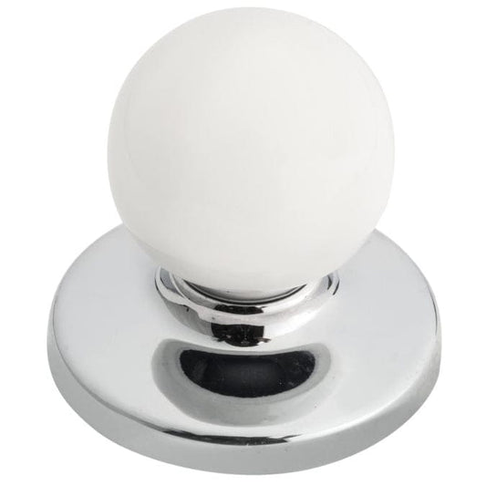 Functional Knob, 1-1/4" D, Chrome, White alt 0