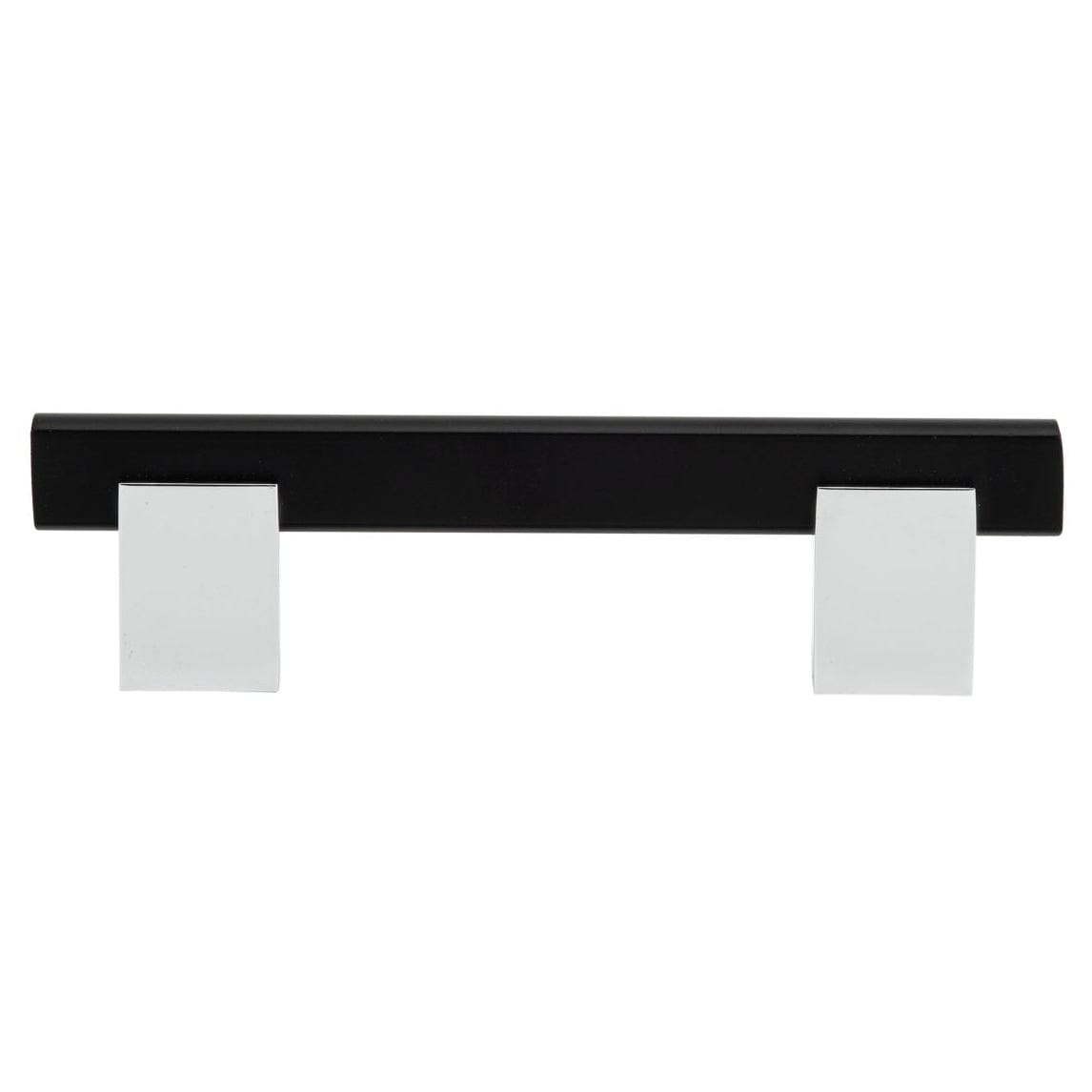 Contemporary Pull, 3-3/4" Center-to-Center, Chrome, Matte Black alt 0