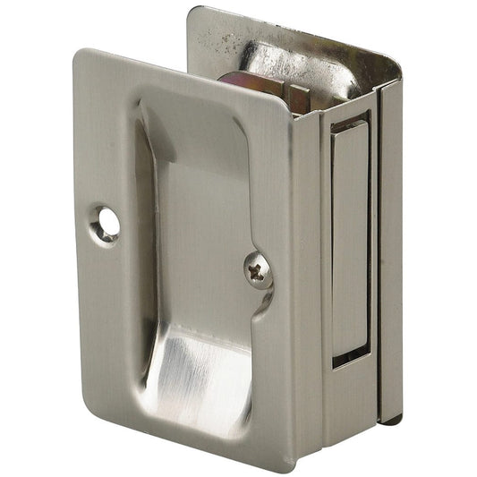 3-7/32" (82 mm) Pocket Door Pull Rectangular Brushed Nickel Passage alt 0