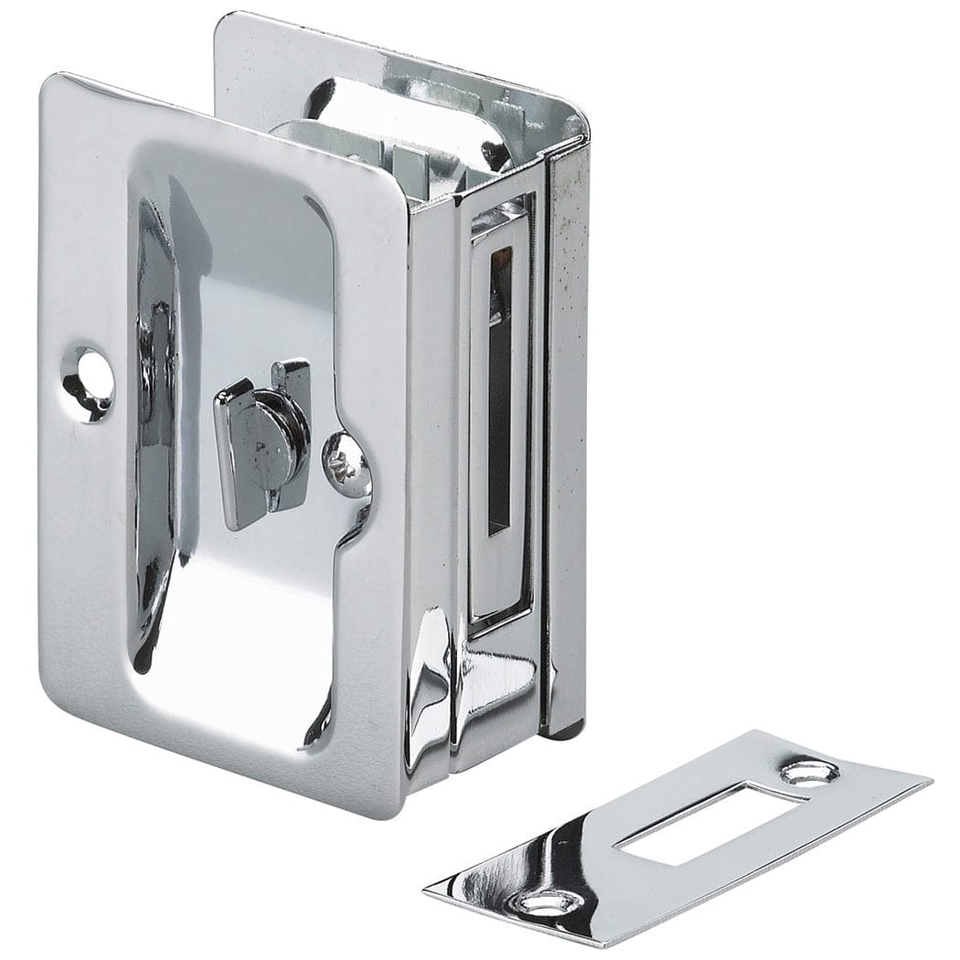 3-7/32" (82 mm) Pocket Door Pull  Rectangular Chrome Privacy alt 0