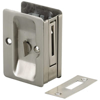 3-7/32" (82 mm) Pocket Door Pull  Rectangular Brushed Nickel Privacy alt 0