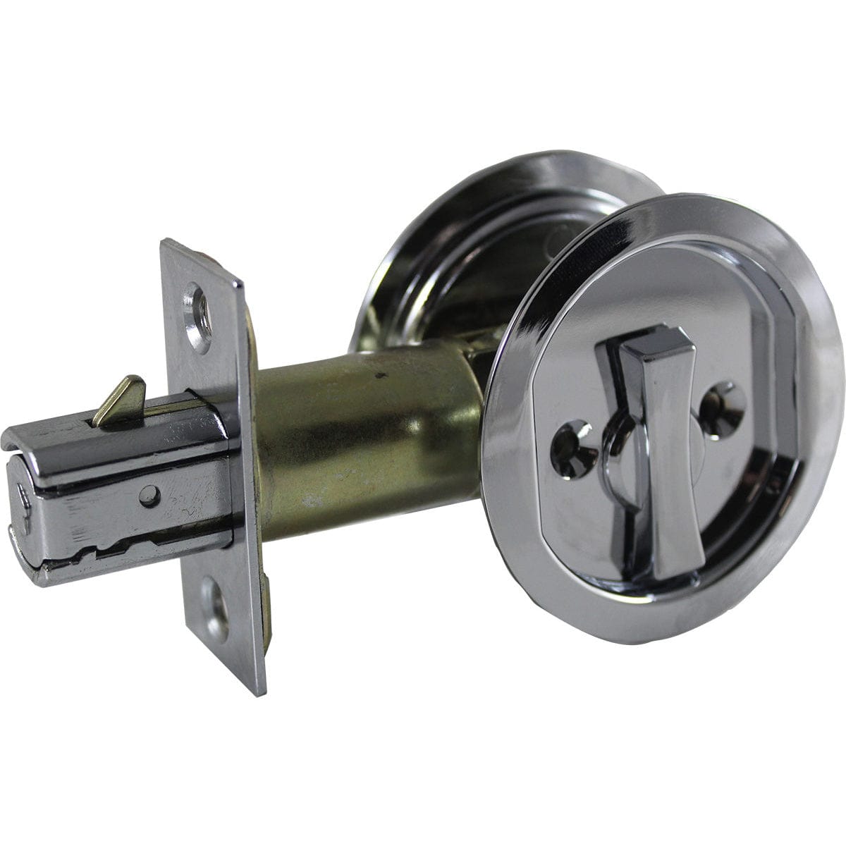 2-7/16" (62 mm) Pocket Door Pull Round Chrome Privacy alt 0