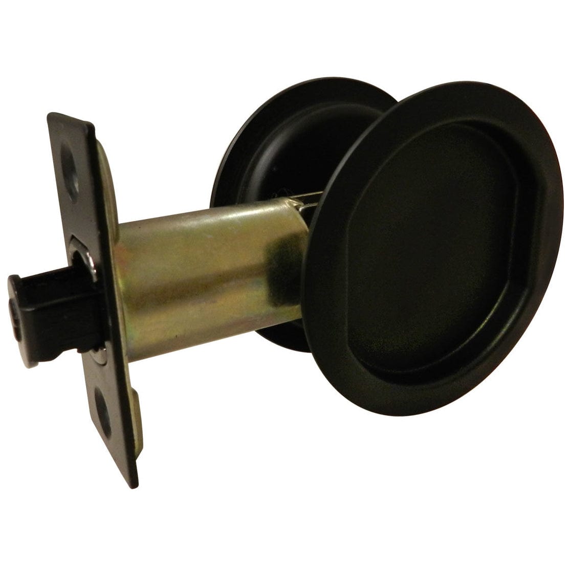 2-7/16" (62 mm) Pocket Door Pull Round Flat Black Passage alt 0