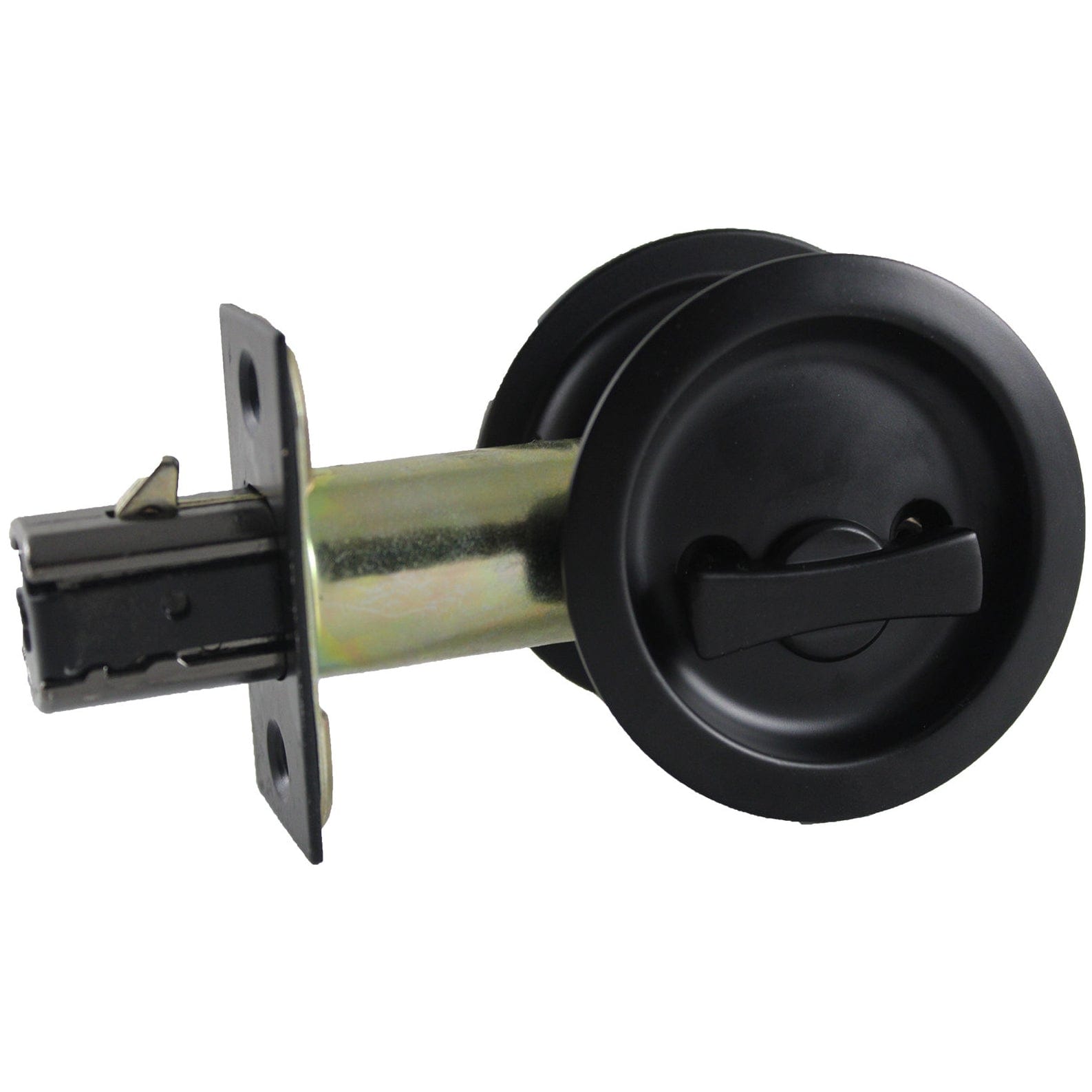 2-7/16" (62 mm) Pocket Door Pull Round Flat Black Privacy alt 0