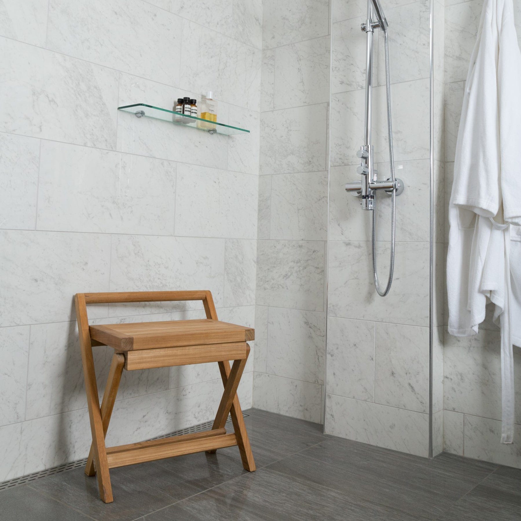 Folding Shower Bench 16" (40 cm) with Handle alt 0