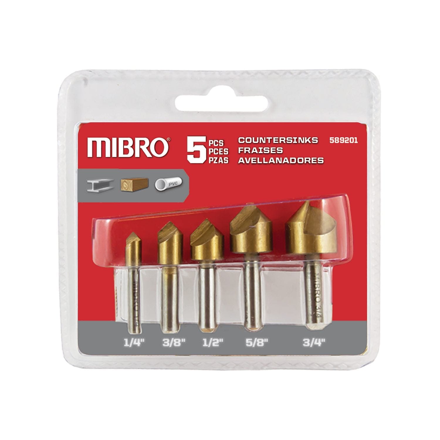 Steel and Titanium Nitride Countersink Set alt 0