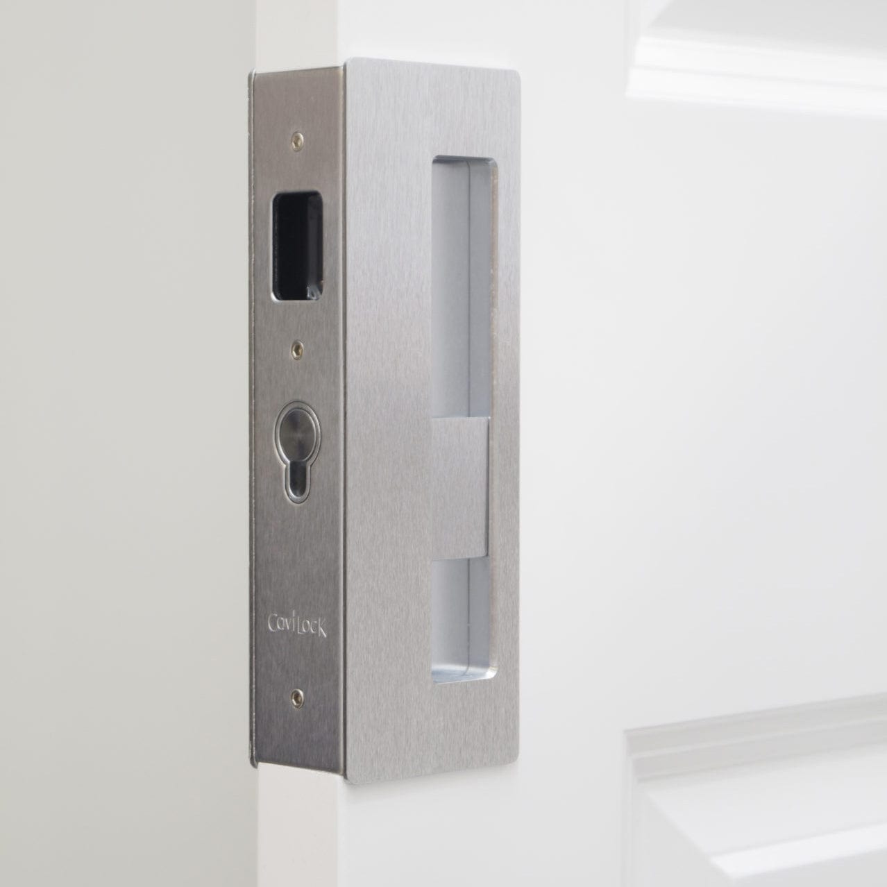 Cavity Sliders CL400 Magnetic Pocket Door Handle for 1-3/8" Door Satin Nickel RH Snib alt 0