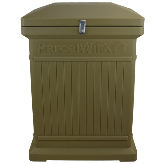ParcelWirx Premium Vertical Lockable Package Delivery Box with Hinged Lid Oak alt 0