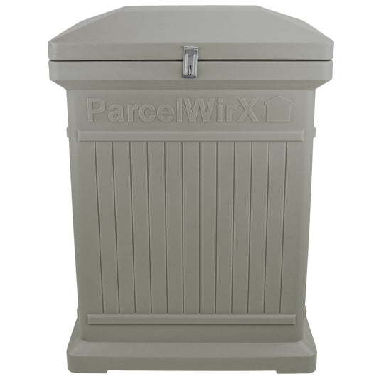 ParcelWirx Premium Vertical Lockable Package Delivery Box with Hinged Lid Prestige Pewter alt 0