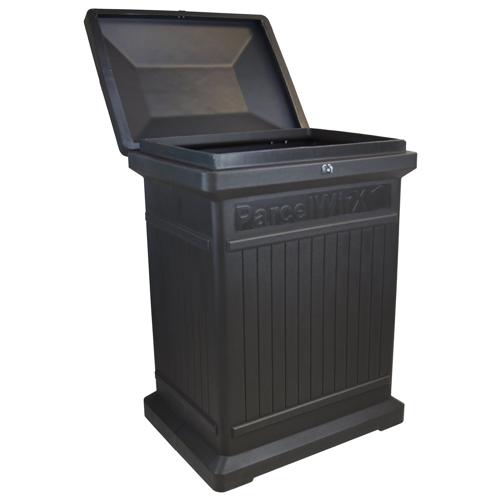 ParcelWirx Premium Vertical Lockable Package Delivery Box with Hinged Lid Graphite alt 0