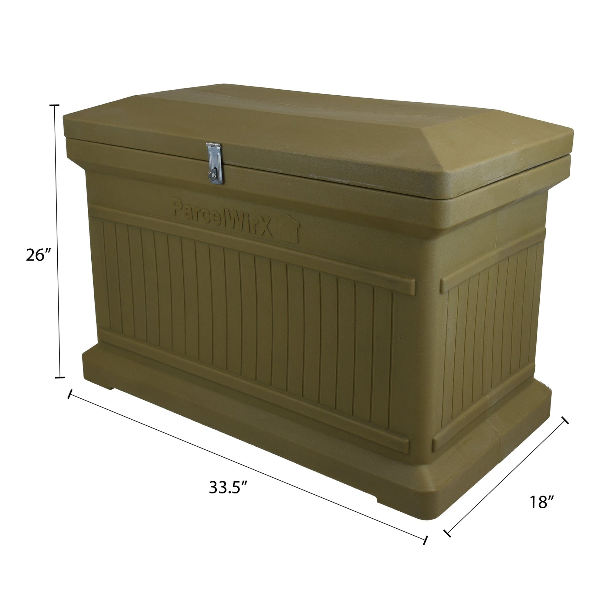 ParcelWirx Premium Horizontal Lockable Package Delivery Box with Hinged Lid Oak alt 0