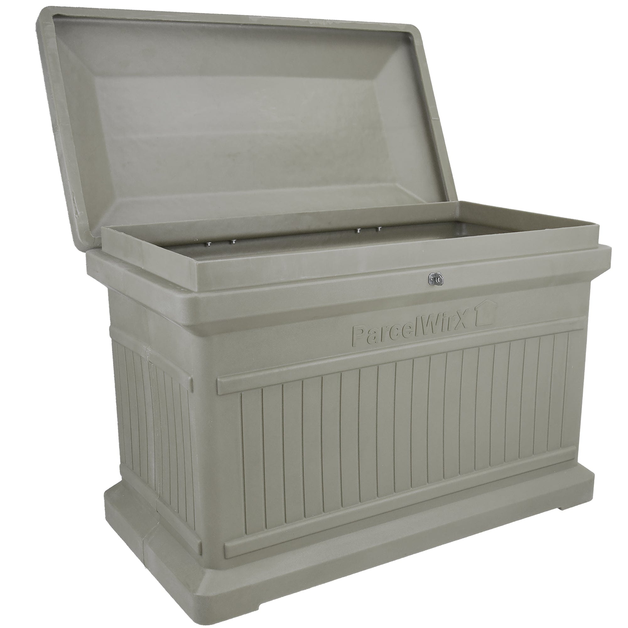ParcelWirx Premium Horizontal Lockable Package Delivery Box with Hinged Lid Prestige Pewter alt 0