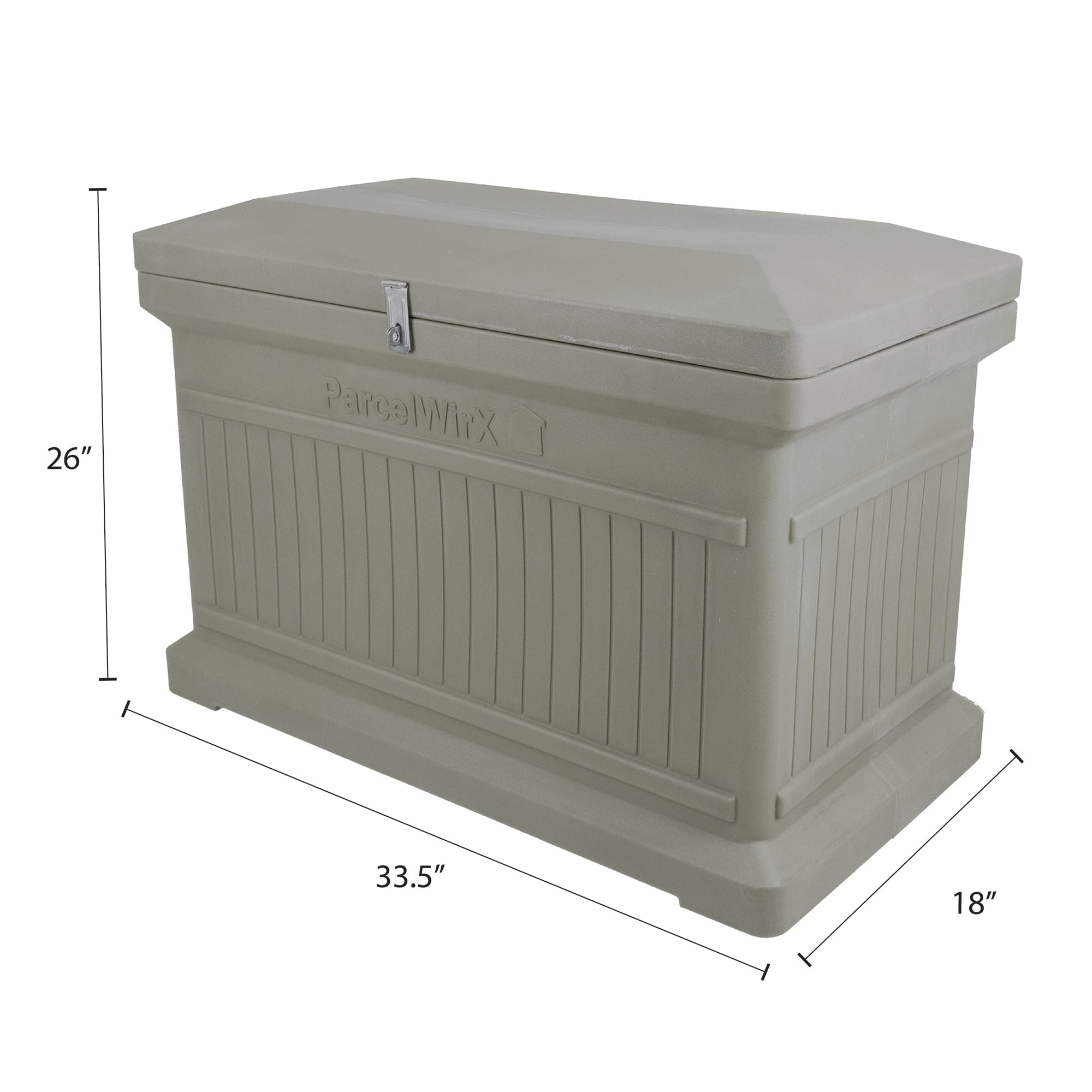 ParcelWirx Premium Horizontal Lockable Package Delivery Box with Hinged Lid Prestige Pewter alt 0