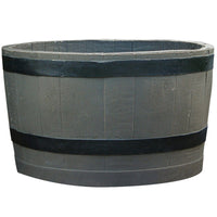 Polyethylene Whiskey Barrel Planter Brown Woodgrain with Black Stripes alt 0