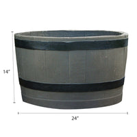 Polyethylene Whiskey Barrel Planter Brown Woodgrain with Black Stripes alt 0