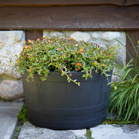 Polyethylene Whiskey Barrel Planter Black  2 Pack alt 0