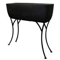 30" x 10" Rectangular Planter with Wrought Iron Stand Black alt 0