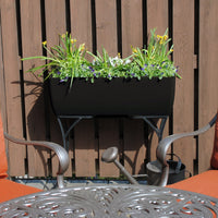 30" x 10" Rectangular Planter with Wrought Iron Stand Black alt 0