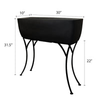 30" x 10" Rectangular Planter with Wrought Iron Stand Black alt 0