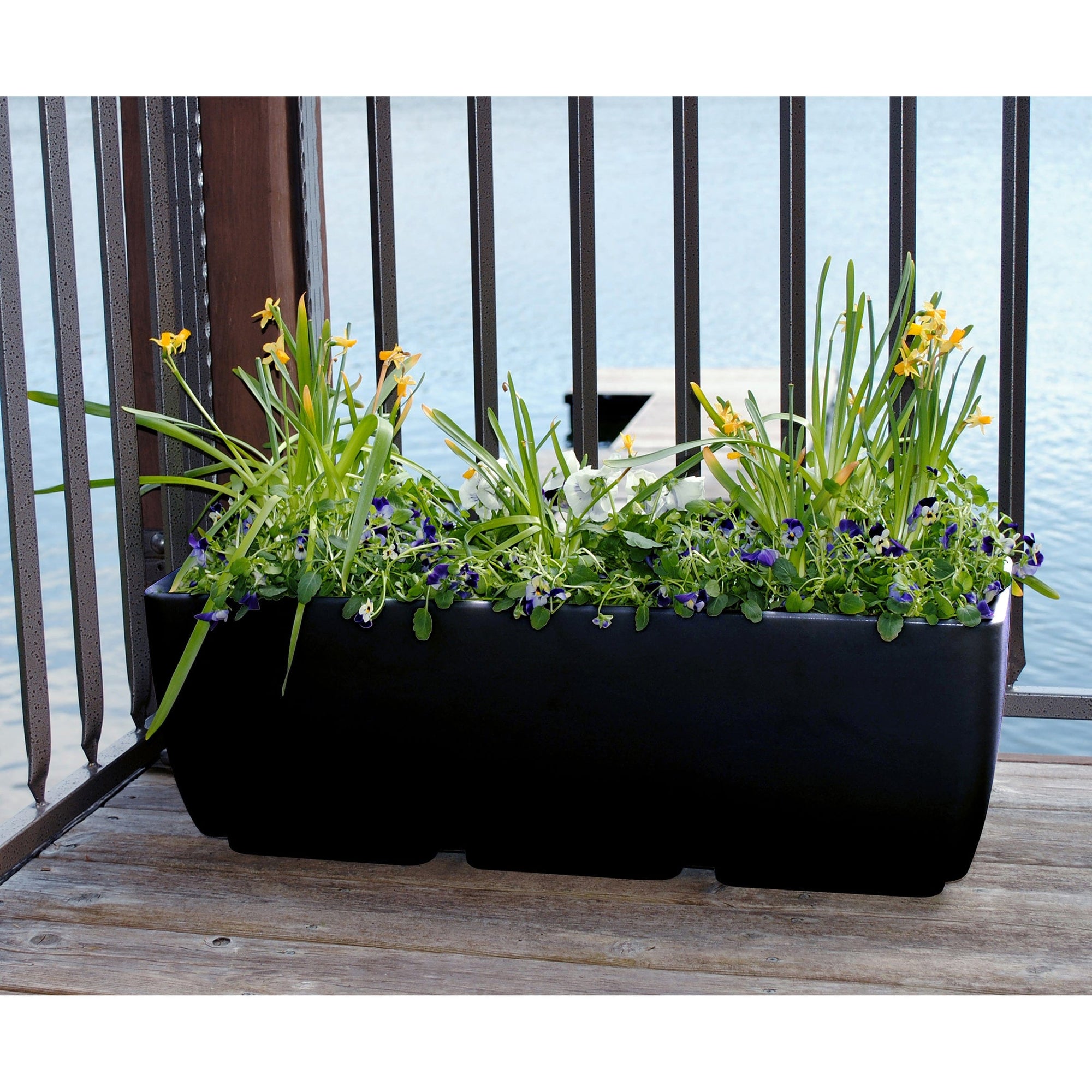 36" x 15" Rectangular Planter Black alt 0