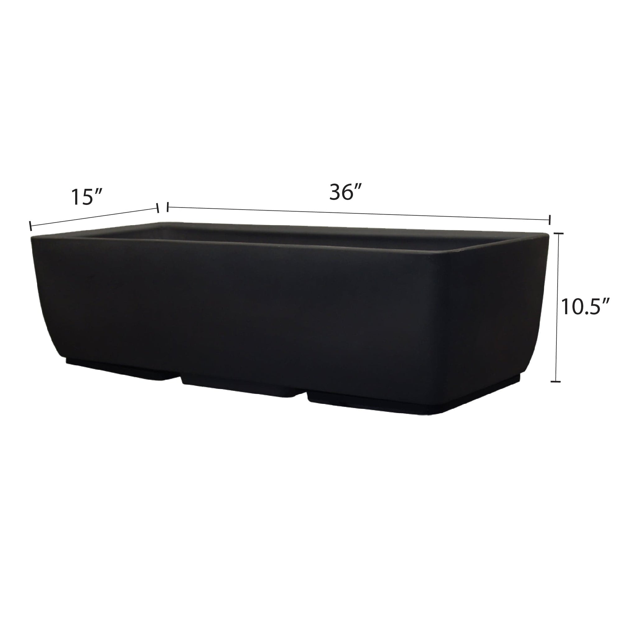 36" x 15" Rectangular Planter Black alt 0