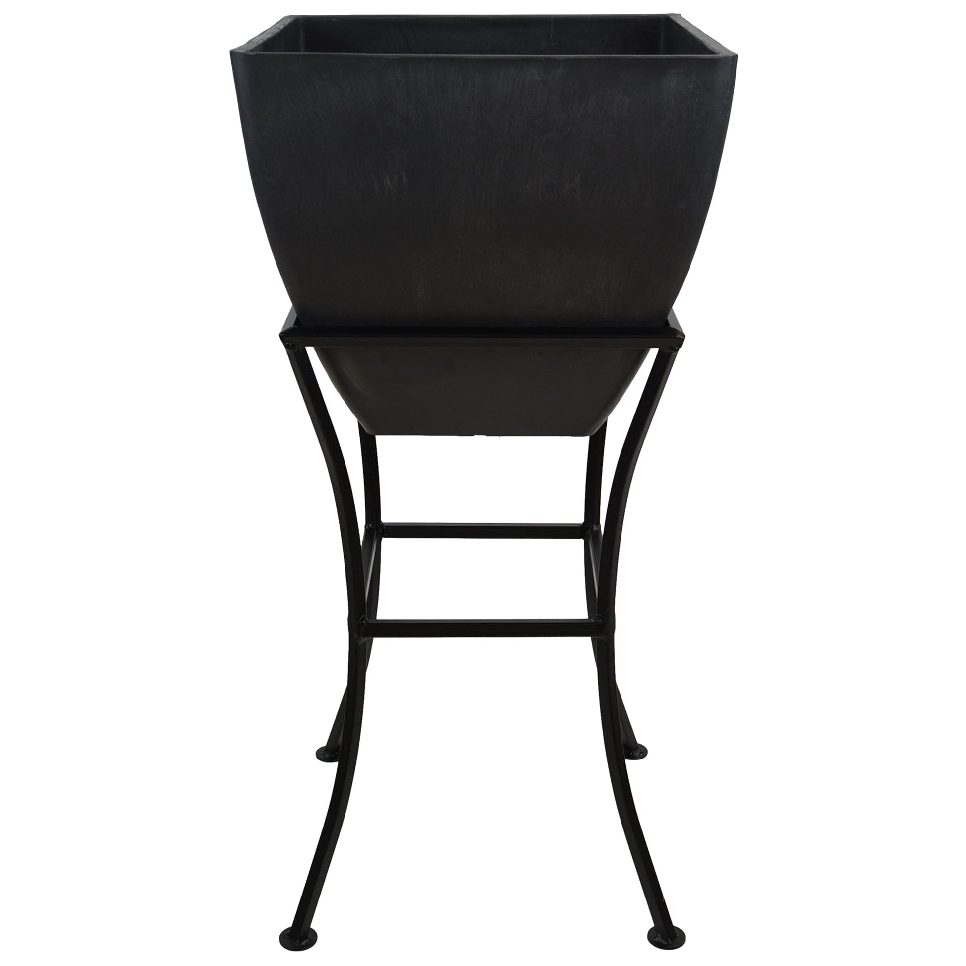12" Square Garden Planter with Wrought Iron Stand Graphite alt 0