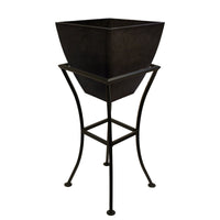 12" Square Garden Planter with Wrought Iron Stand Graphite alt 0