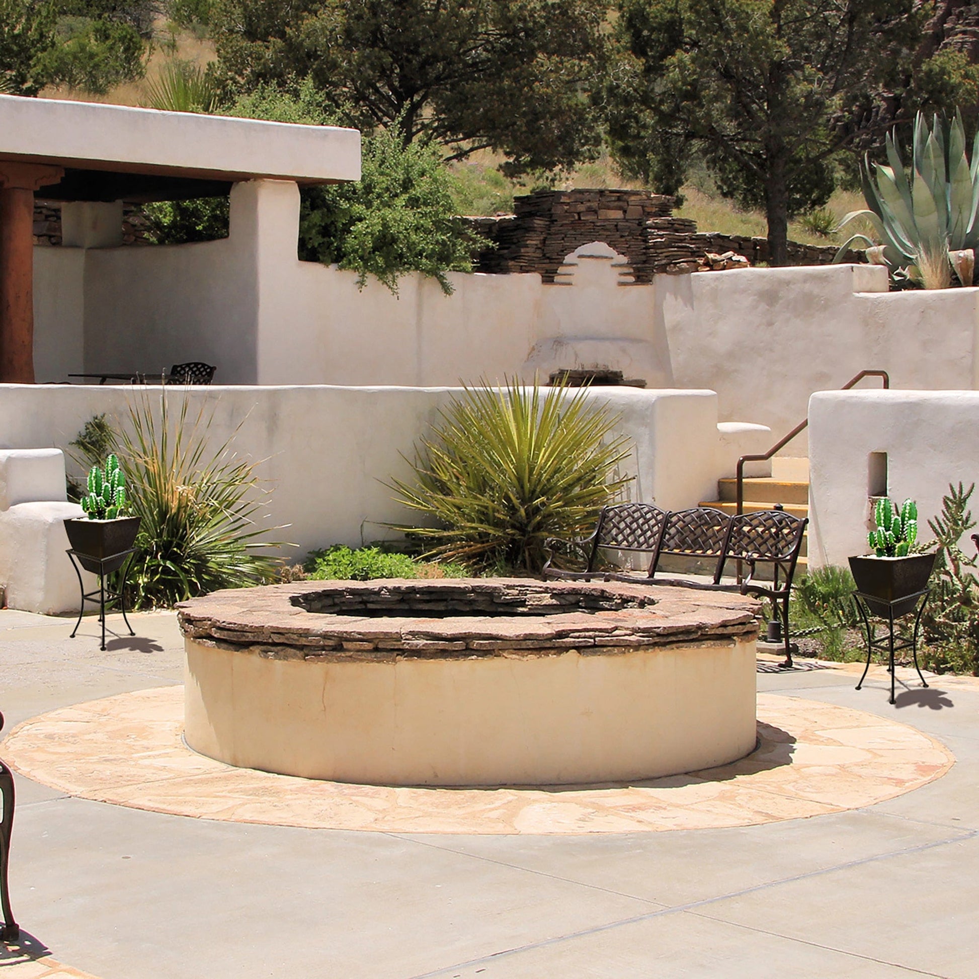 12" Square Garden Planter with Wrought Iron Stand Graphite alt 0