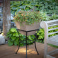 20" Square Garden Planter with Wrought Iron Stand Oak alt 0