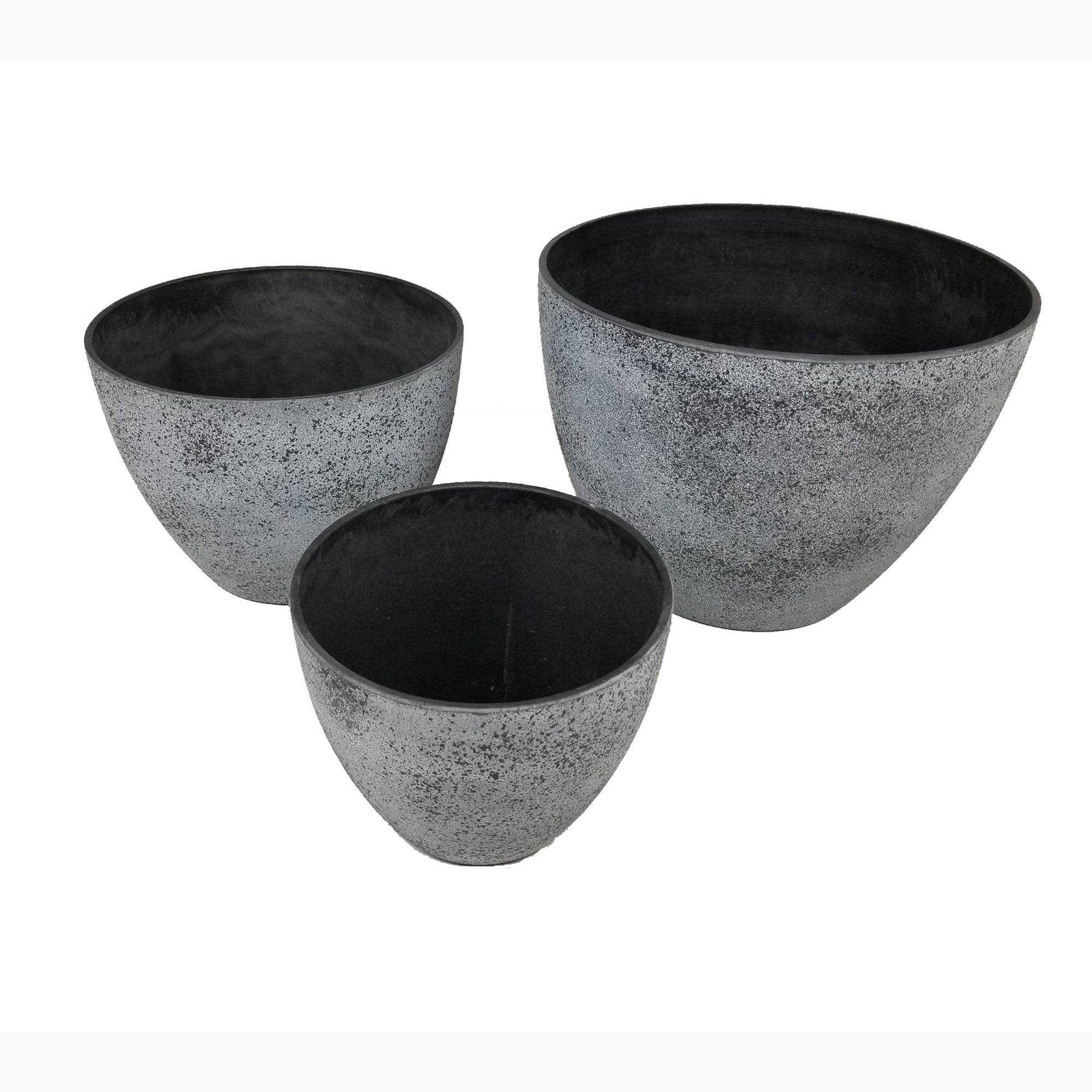 Round Spackled Nested Planter Set Gray Set of 3 alt 0