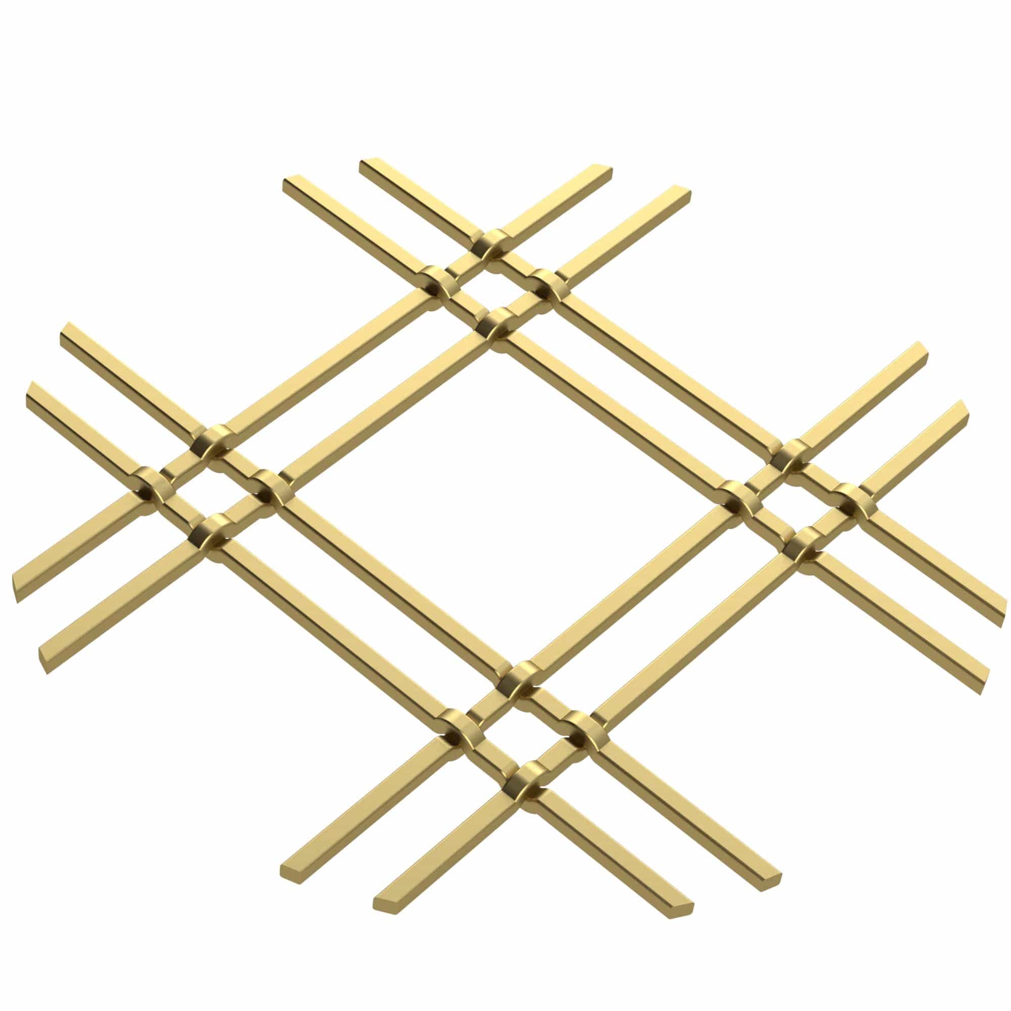 1" Flat Double Diamond Decorative Grille - Satin Brass, 18" W x 48" L Sheet alt 0