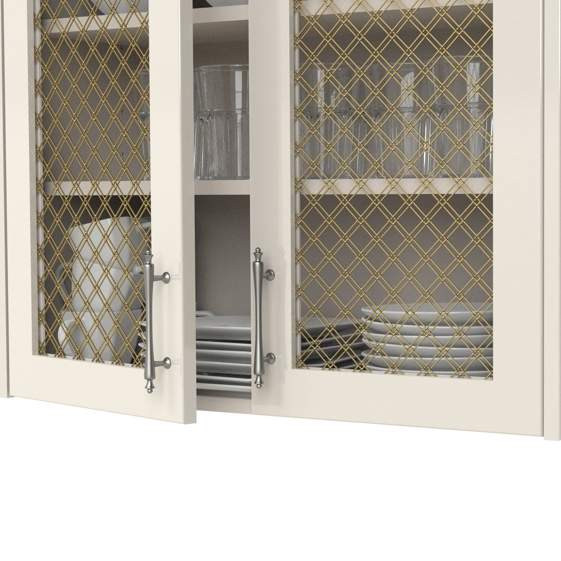 1" Flat Double Diamond Decorative Grille - Satin Brass, 18" W x 48" L Sheet alt 0