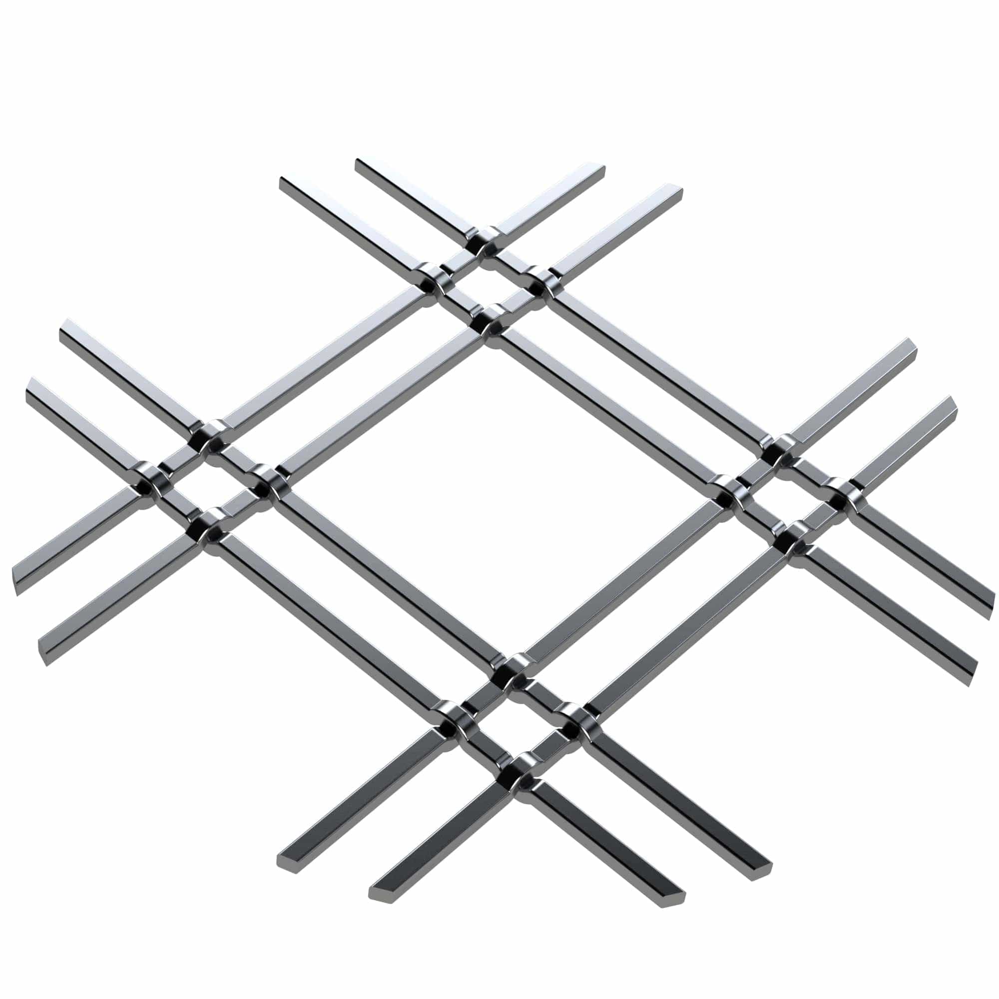 1" Flat Double Diamond Decorative Grille - Satin Nickel, 36" W x 48" L Sheet alt 0