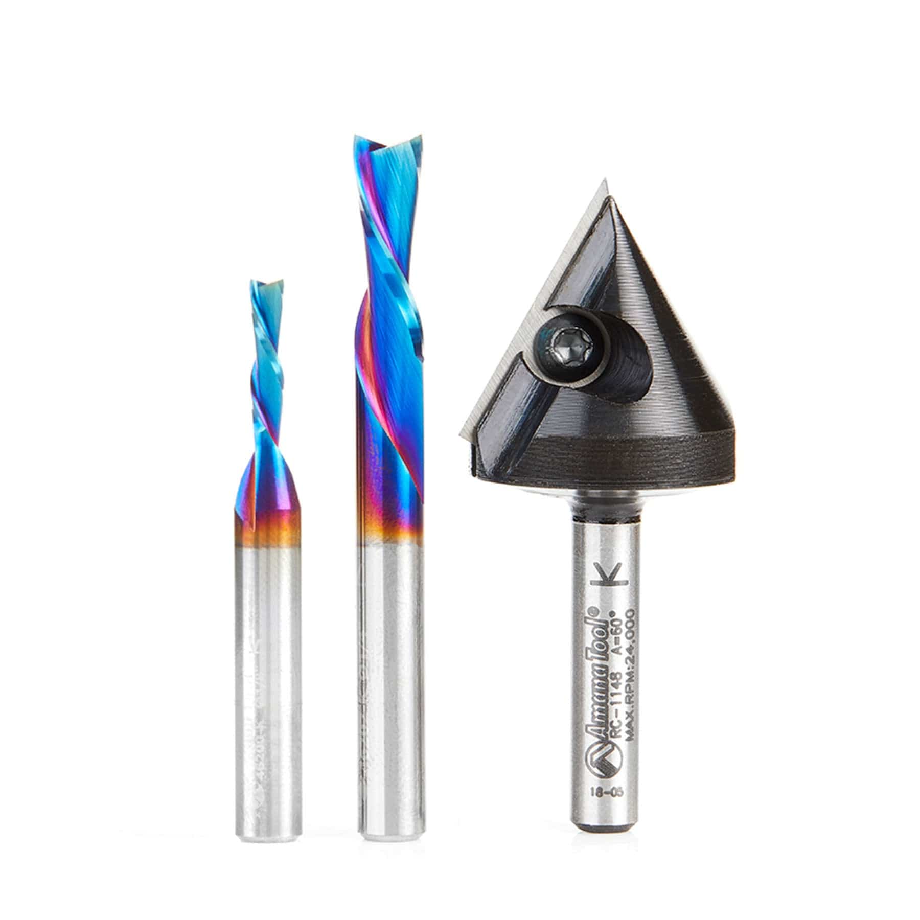 3pc CNC Starter Set with 60 Degree V-Groove Bit with Case alt 0