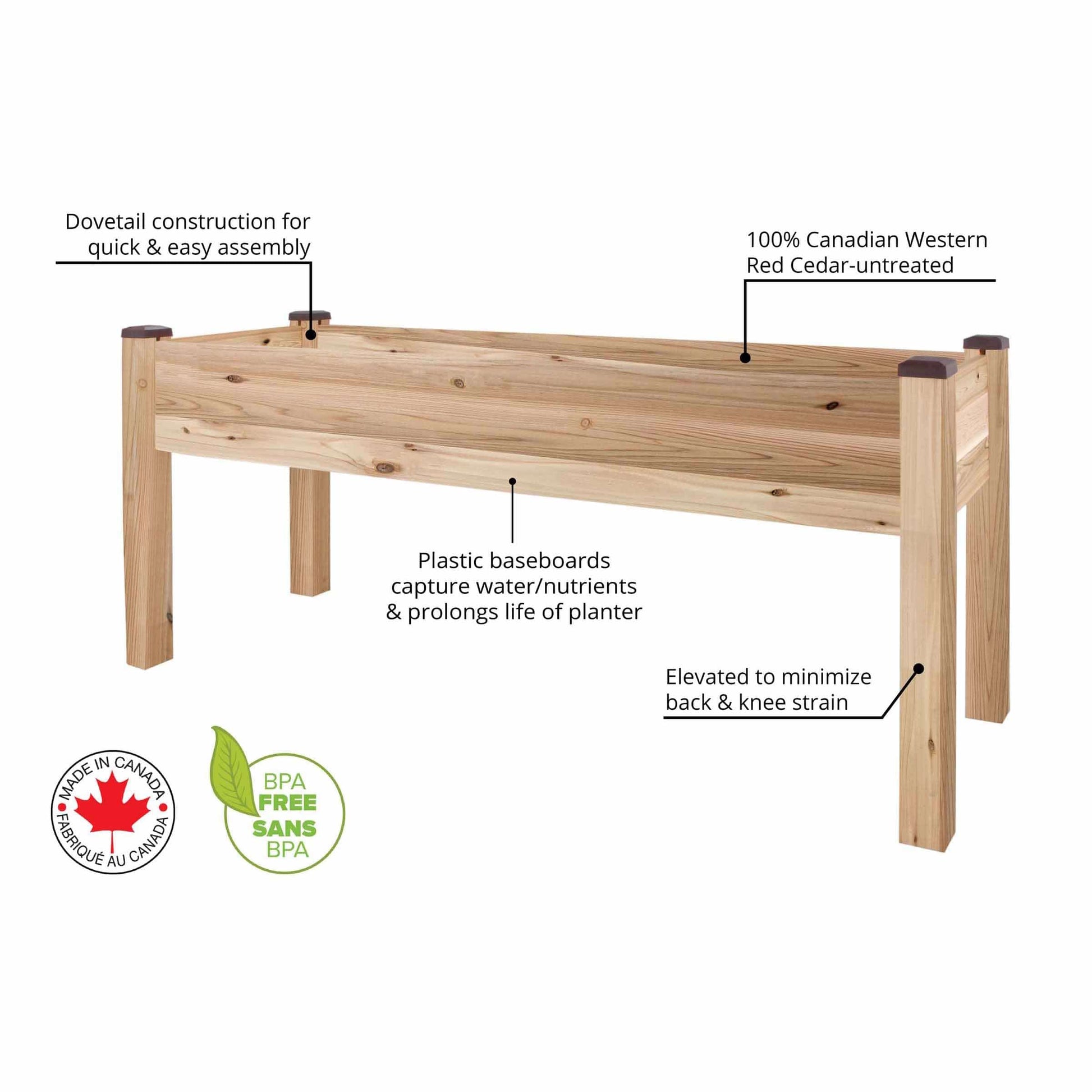 Elevated Cedar Planter 23" X 72" X 30"H alt 0