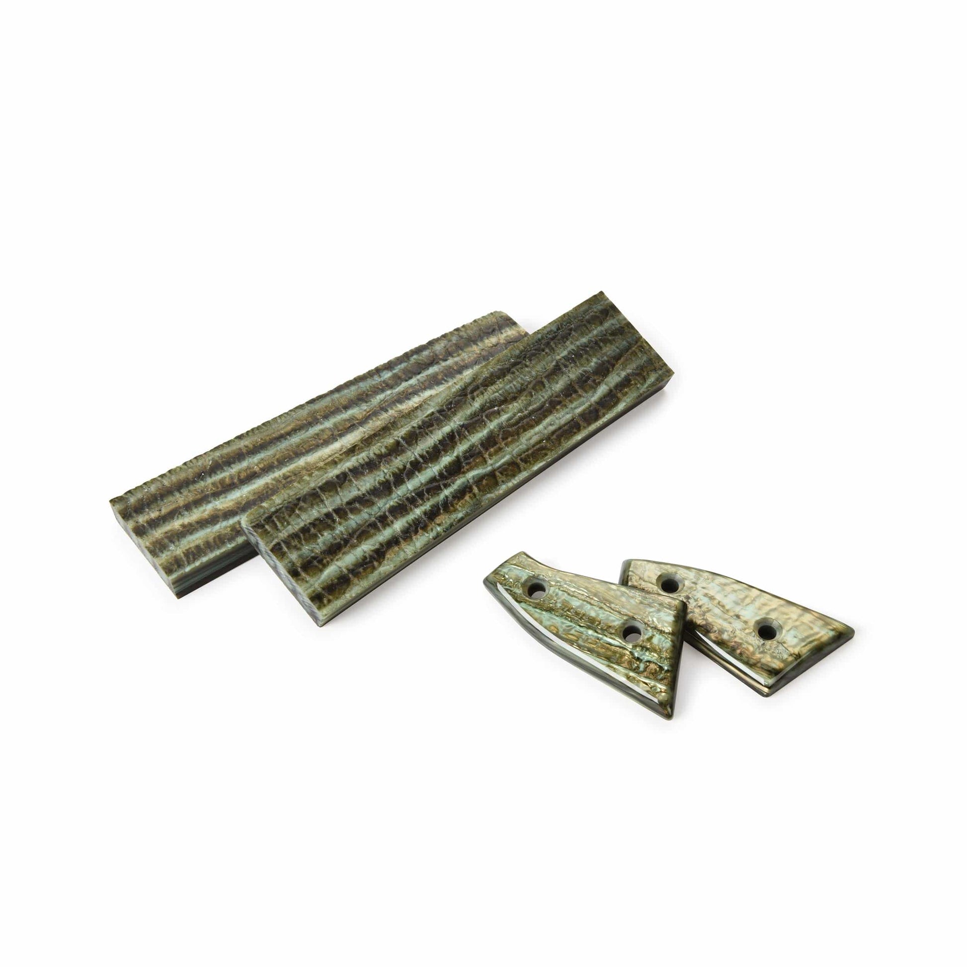 Poly Resin Knife Scales - 15/64" x 2" x 7" - Green Tortoise - Pair alt 0