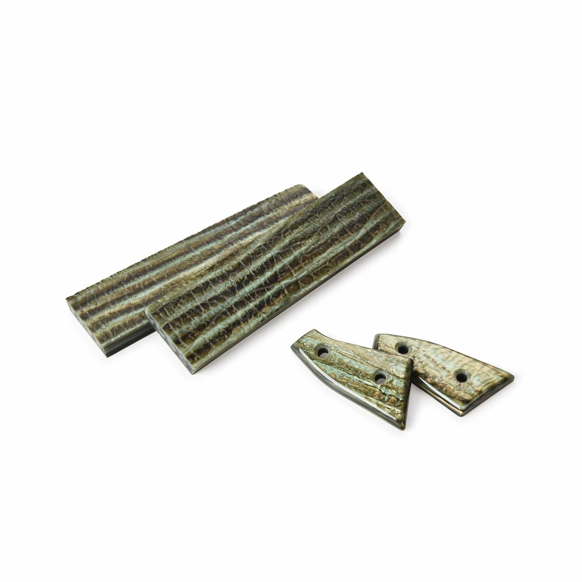 Poly Resin Knife Scales - 3/8" x 2" x 7" - Green Tortoise - Pair alt 0