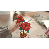 Red Camellia 3D Wood Puzzle Kit