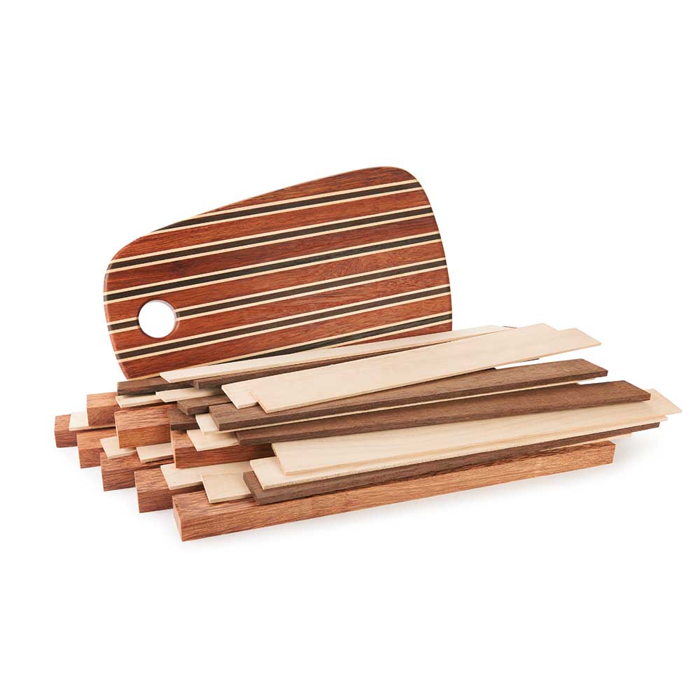 Exotic Cutting Board Kit - 1-1/2" x 10" x 16" - Andira, Hard Maple & Wenge alt 0