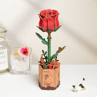 Red Rose 3D Wooden Flower Model Kit