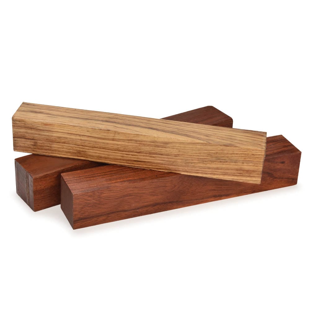 Ebiara, Beli, and Mesquite Turning Stock Assortment - 2" x 2" x 12" - 3 Piece